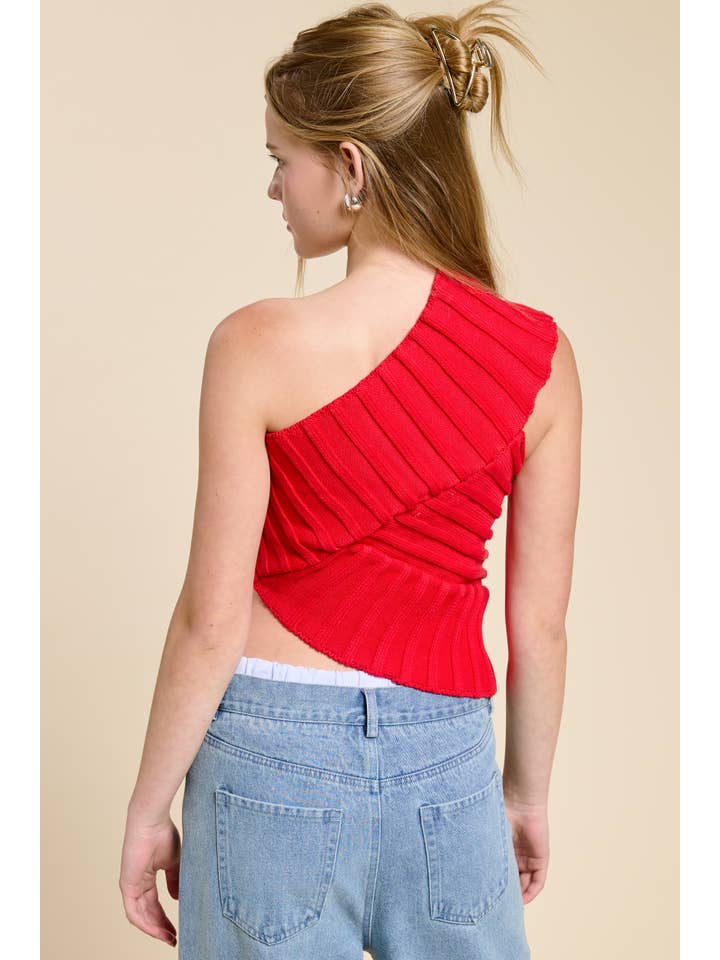 Mimosa - Wholesale Knit Top - Women's - One-Shoulder Asymmetrical Ribbed-Knit Sweater Top11