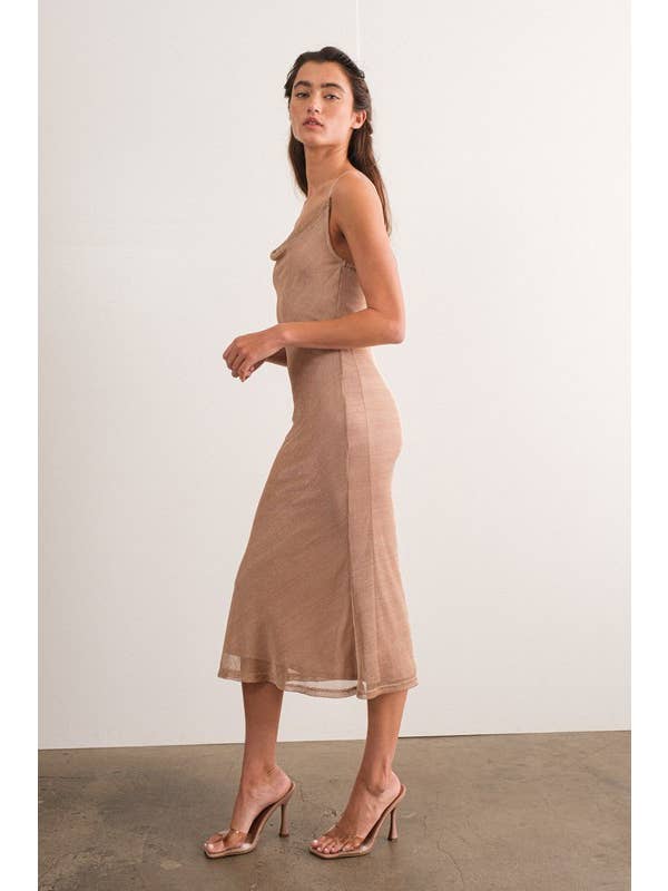 Papermoon - Wholesale Dress - Women's - PD17376 - Eden Metallic Cami Midi Dress