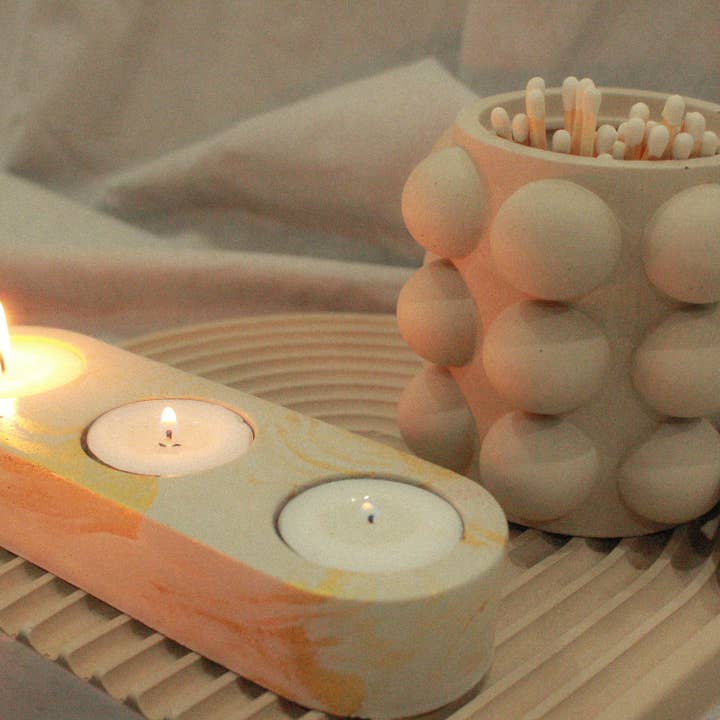 Moderniche - Wholesale Candle Holder - 8oz Empty Concrete Candle Jar w/ Lid Option - Bubble Style8