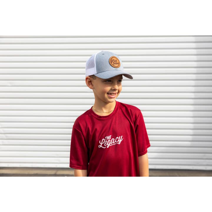 KIDVIBES Circle Patch KIDS SnapBack (Heather Grey/White) for wholesale by Dadbod Apparel