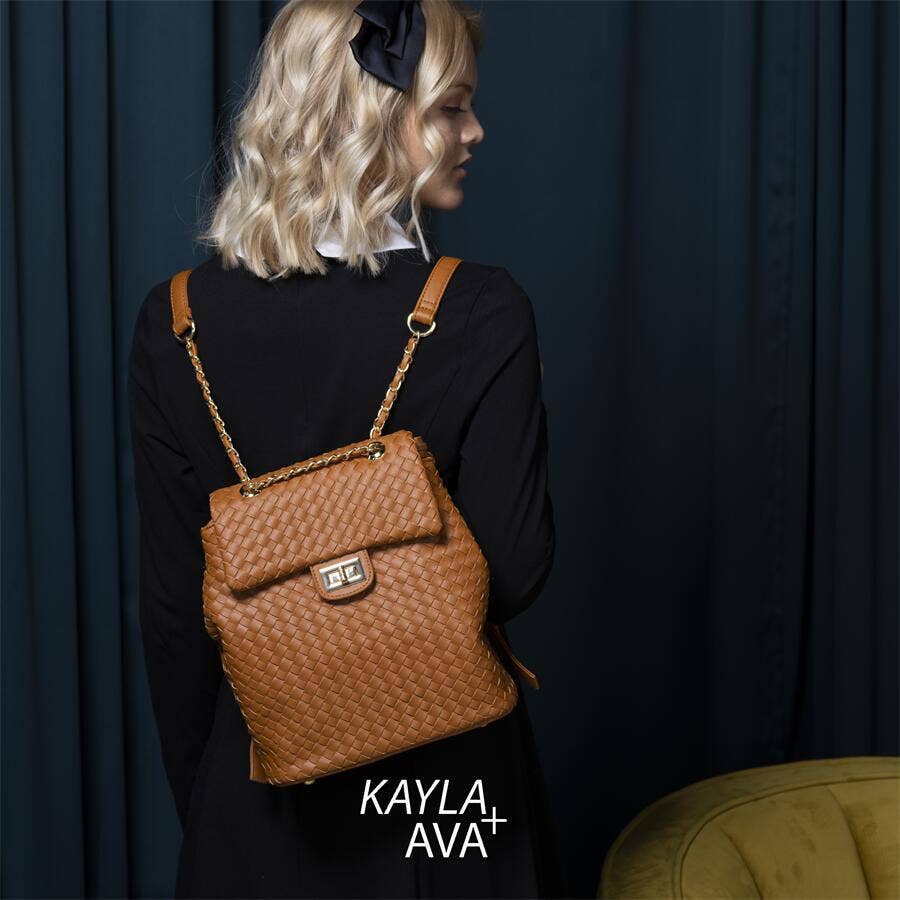 KAYLA+AVA - Wholesale Backpack - Women's - GABRIELLA Woven Backpack with Chain Strap4