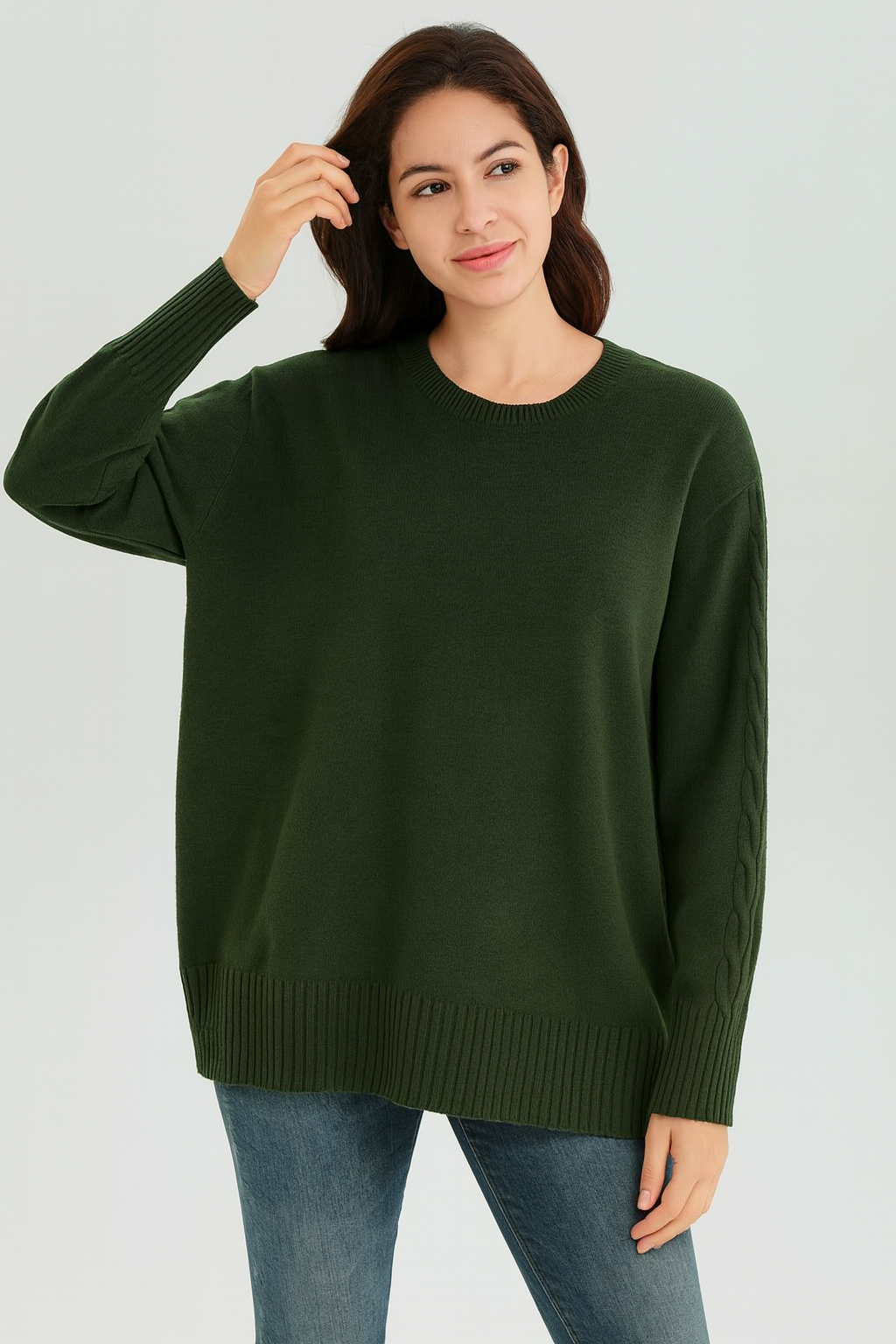 Lucy Sparks - Vente Pull en maille – femme - PULL EN MAILLE DOUCE À COUPE AMPLE AVEC DÉTAILS EN MAILLE CÂBLÉE5