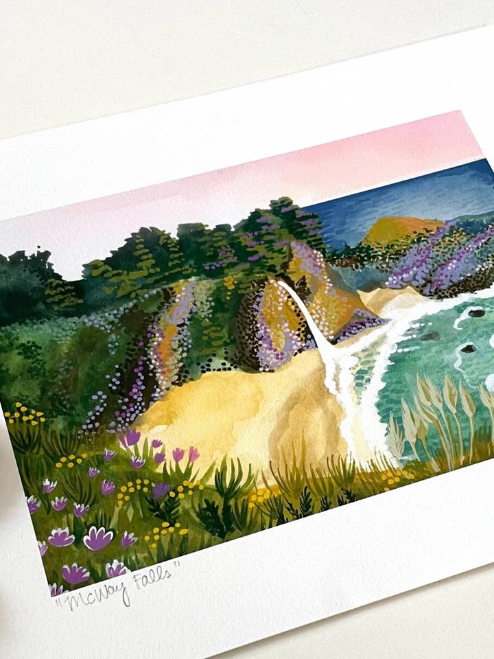Big Sur McWay Falls Giclée Kunsttryk - signeret for engroshandel hos Botanical State of Mind