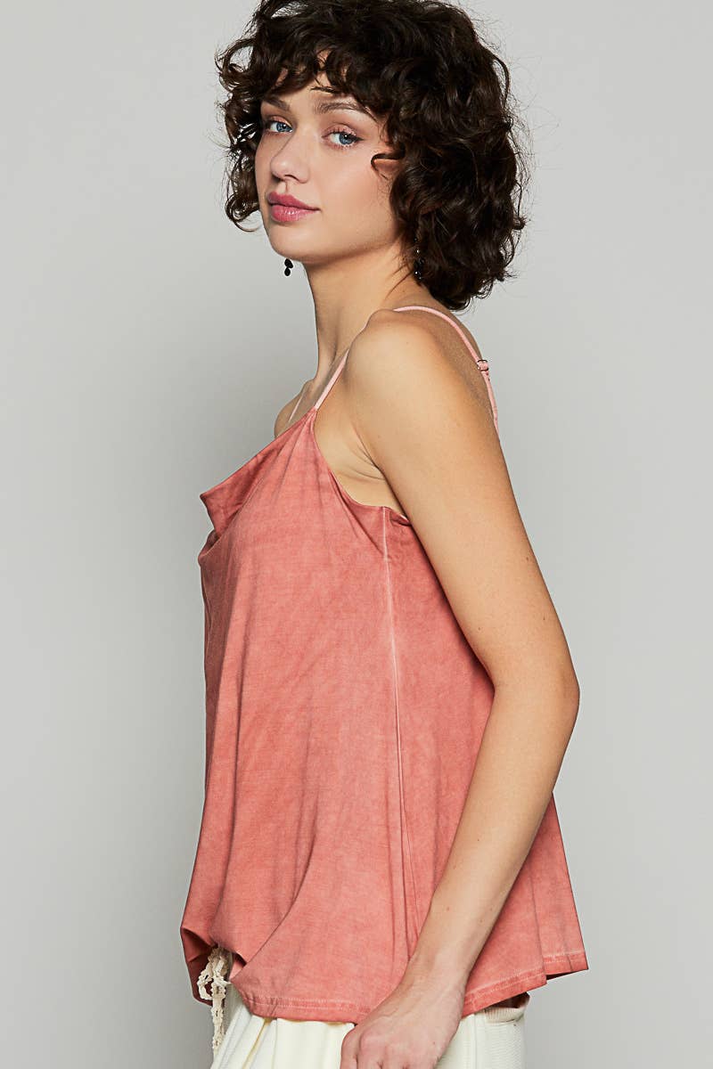 Pol Clothing - Wholesale Tank Top - Women's - Rose Petal Draped Cowl Neck Women's Tank Top SALE2