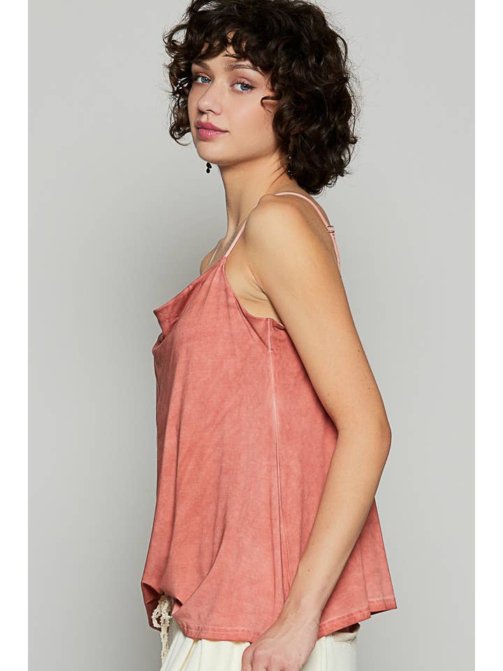 Pol Clothing - Wholesale Tank Top - Women's - Rose Petal Draped Cowl Neck Women's Tank Top SALE2