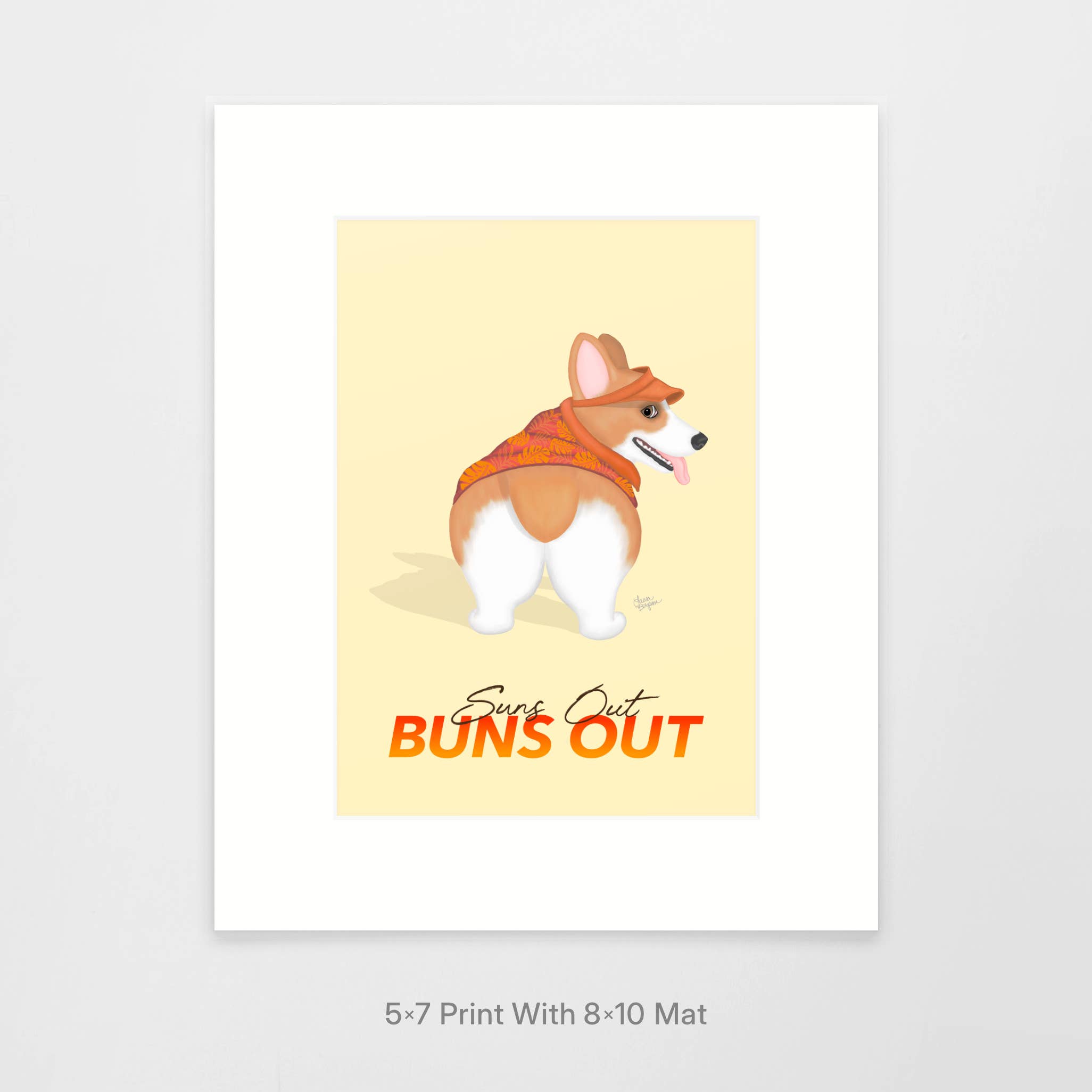 Laura Bergsma Studio - Wholesale Art Print - Corgi Dog Art Print, Suns Out Buns Out0