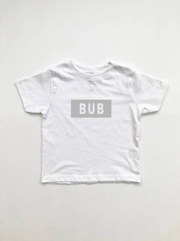 Bub Tee (Grey) / Kids T-Shirt / Baby T-Shirt / Short Sleeve Graphic Shirt for wholesale by Jax & Torr