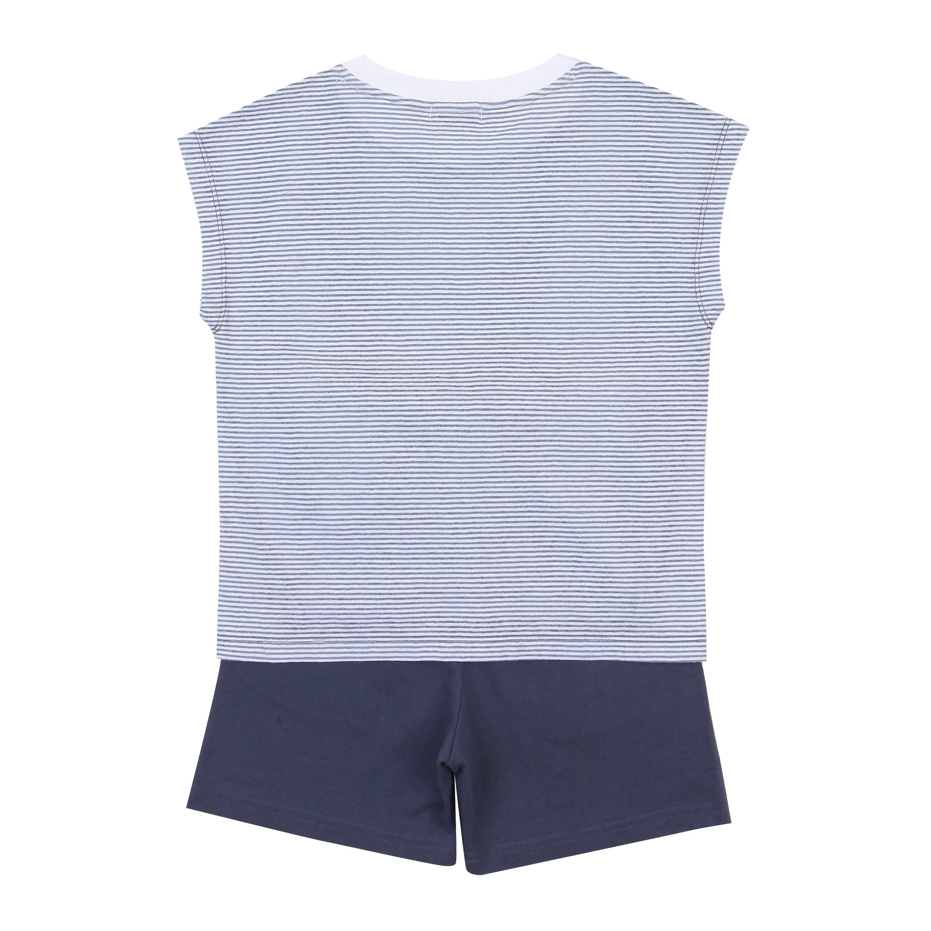 ToTo Heros - Wholesale Top & Short Set - Kids - Davin Striped T-Shirt & Solid Shorts Set1