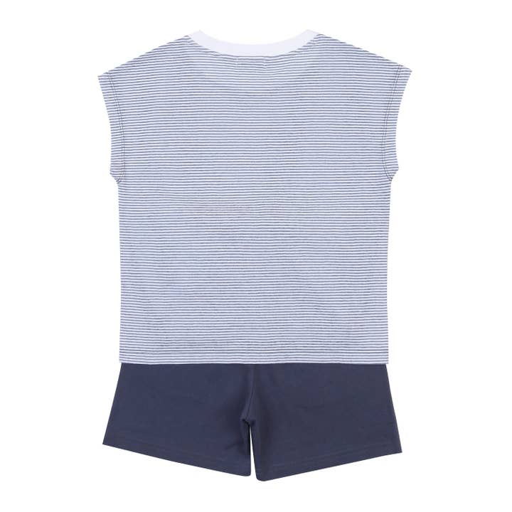 ToTo Heros - Wholesale Top & Short Set - Kids - Davin Striped T-Shirt & Solid Shorts Set1