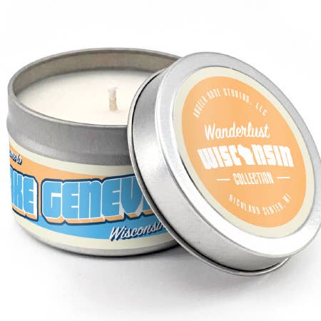 Angela Rose Studios - Wholesale Travel Candles - Lake Geneva Soy Candle, Wisconsin Candle, Wisconsin Gift