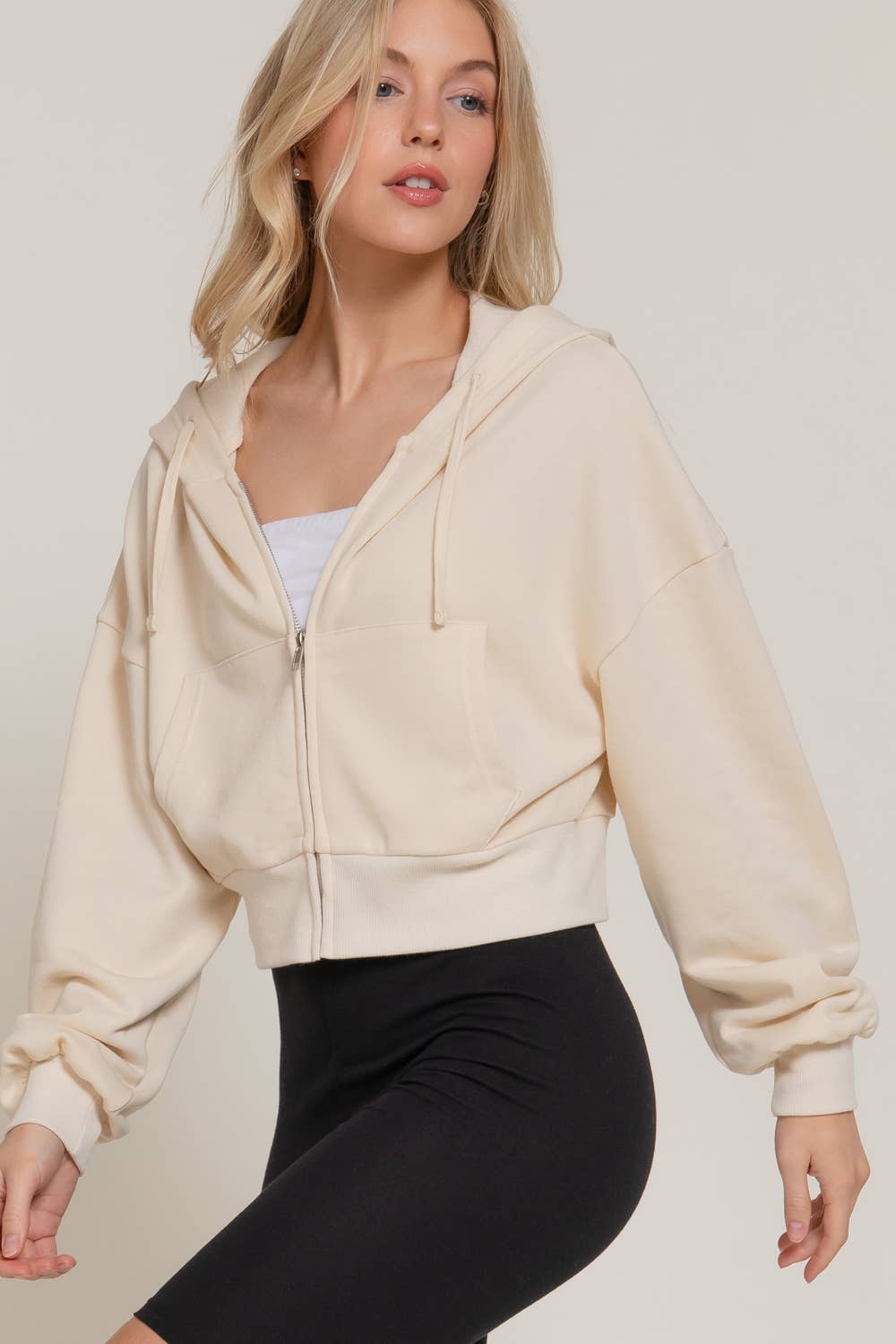Active Basic | Active USA - Vente Sweat à capuche – femme - Veste à capuche zippée manches longues en French Terry13