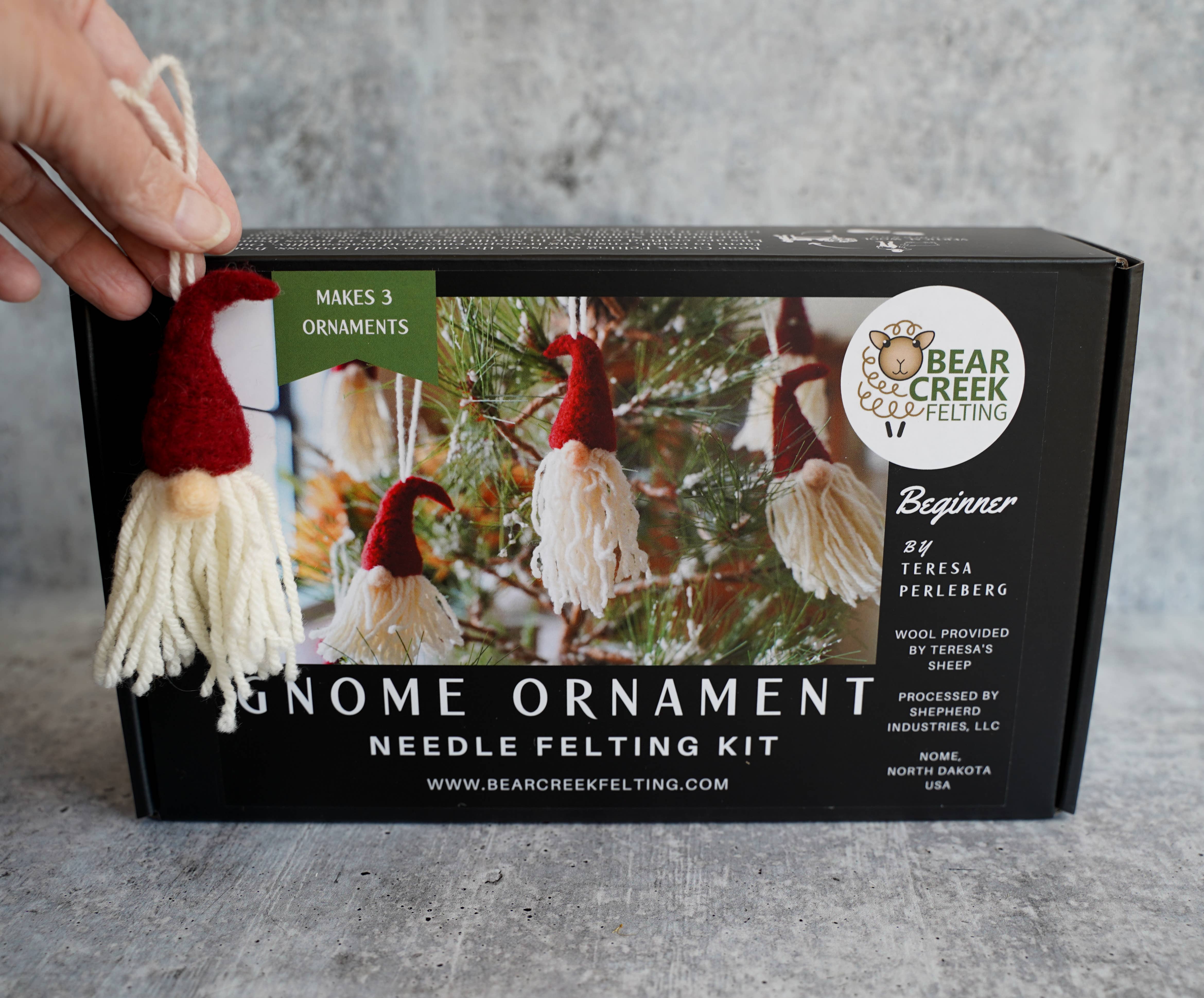 Bear Creek Felting - Vendita all'ingrosso Kit per lavoretti fai da te - Kit per infeltrire ad aghi Gnome Ornaments (per 3 ornamenti)9
