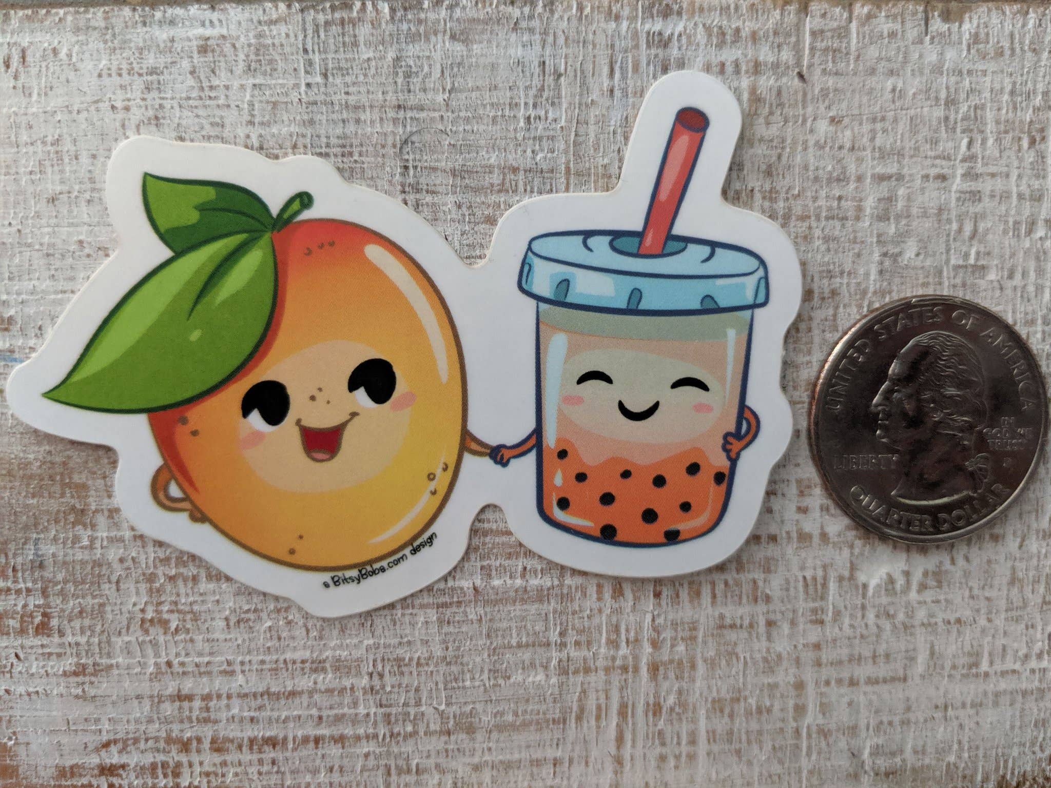 Bitsy Boba - Wholesale Sticker - Mango Bubble Tea Boba Lover Sticker | Mango Boba Tea Sticker3