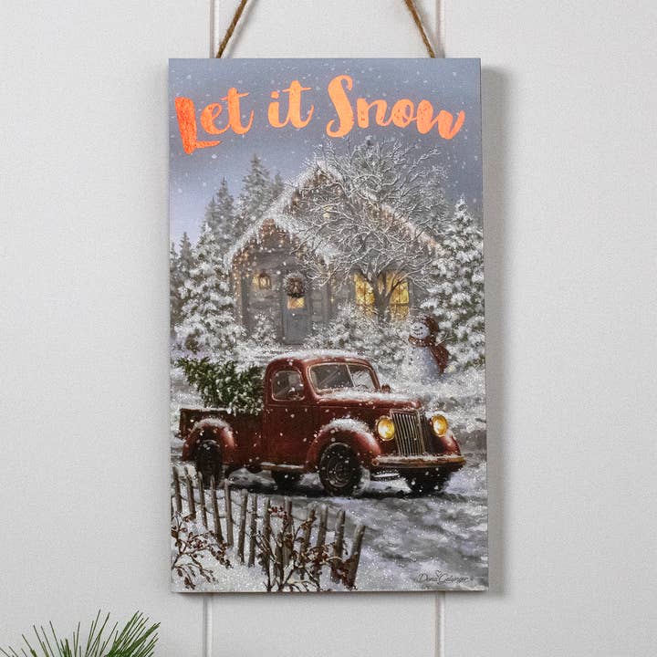 Glow Decor - Wholesale Sign - Let It Snow Wooden Sign with Rope Hanger