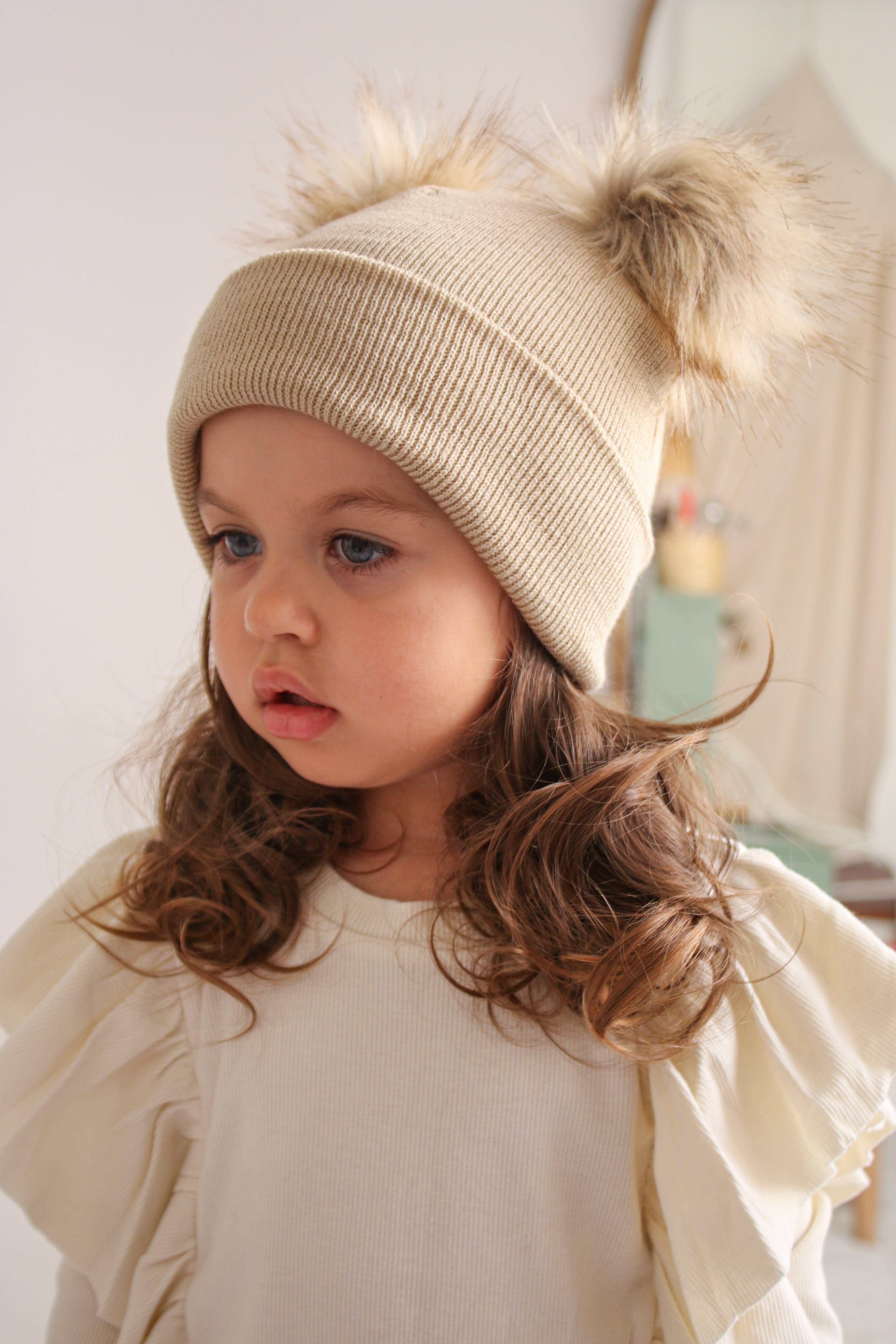 Himmelberg Baby - Wholesale Beanie - Kids - Beige Pom Pom Baby/Kid's Beanie, Newborn to 8 Years, Unisex6