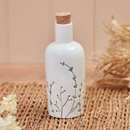 Langs - Wholesale Oil/Vinegar Dispenser - Simple Grasses Oil Bottle White Debossed Stoneware With Cork0