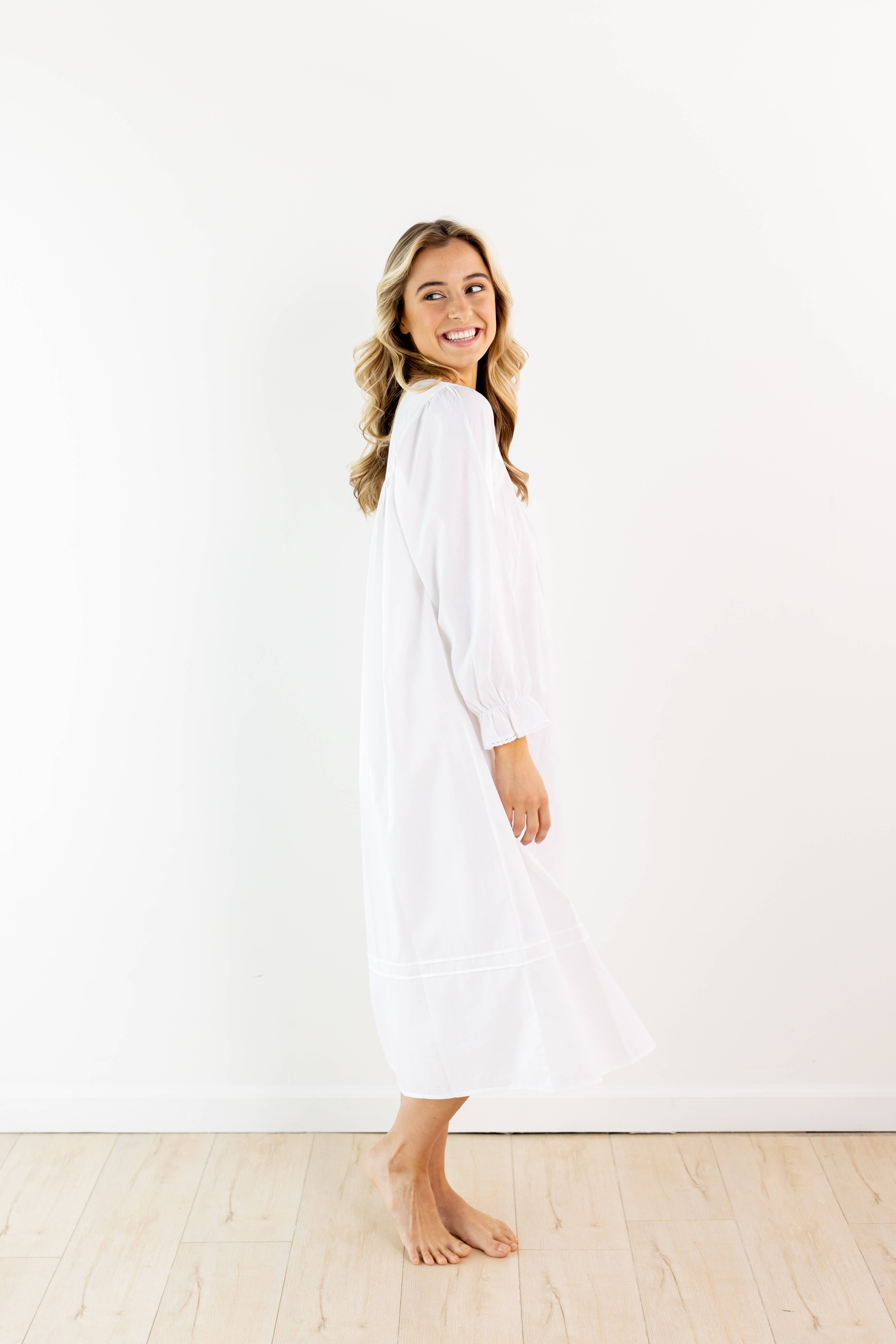 Jacaranda Living - Wholesale Nightgown - Women's - Adelaide White Cotton Nightgown7