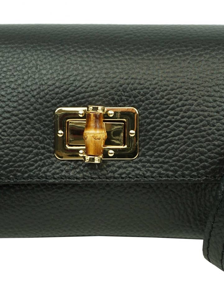 Petite pochette en cuir avec tourniquet en bambou 77001 pour la vente par Anais