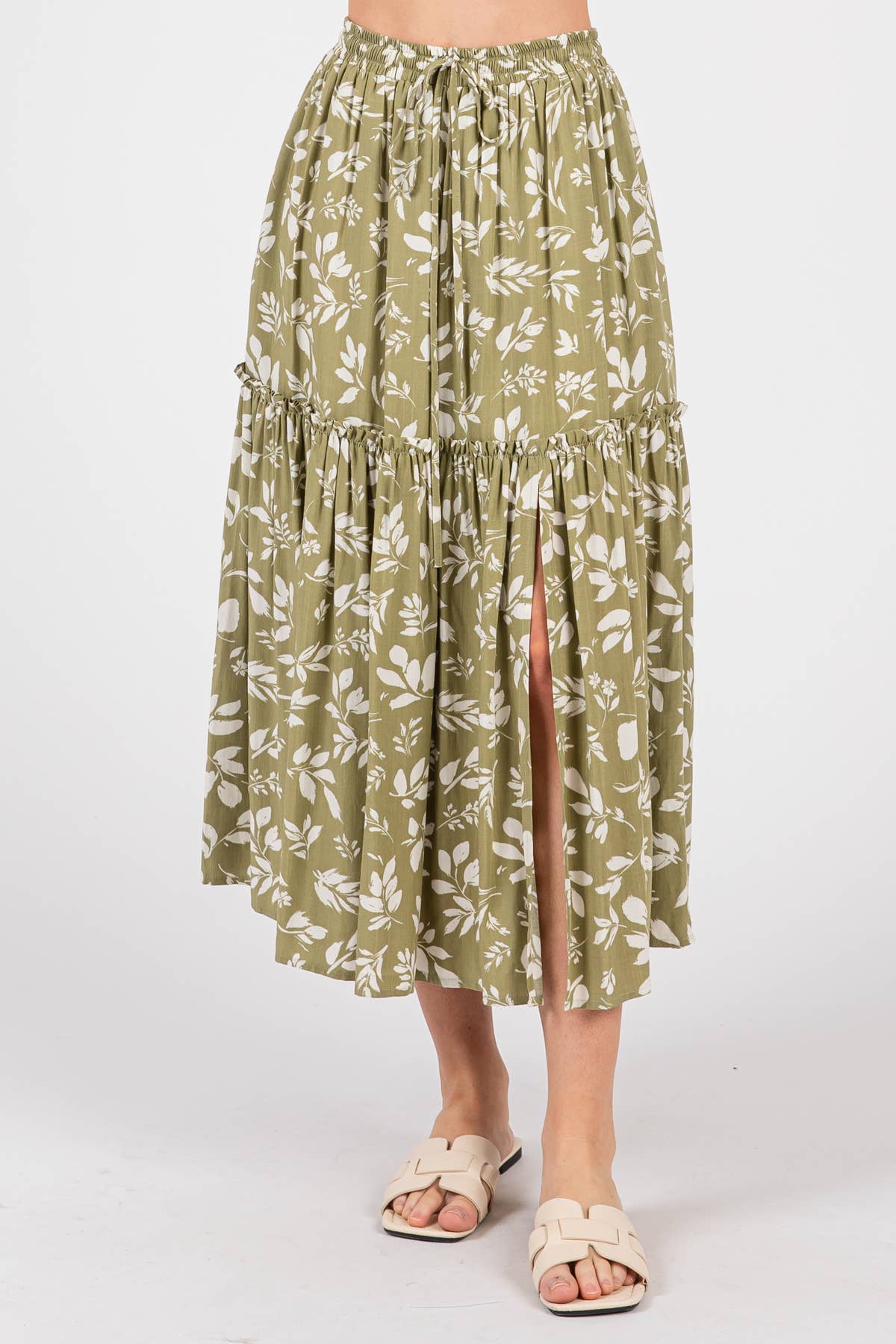 Final Touch – Engroshandel Nederdel - Dame – Printet lagdelt midinederdel med slids - VS30868