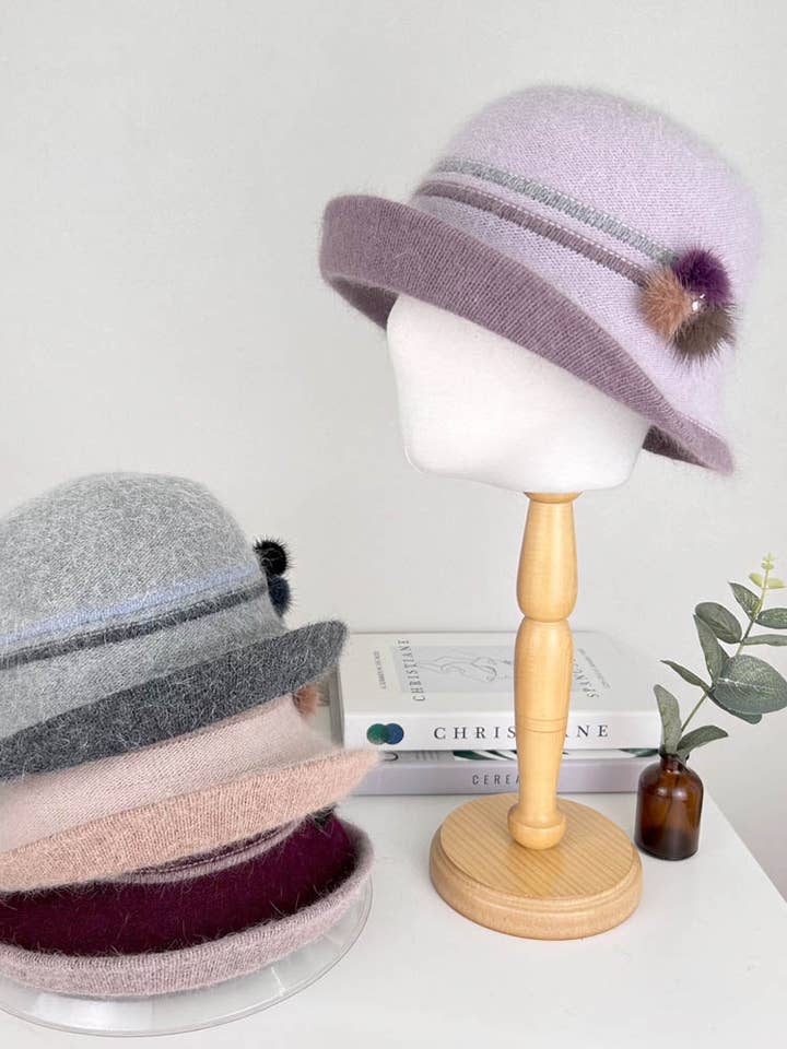 Women's Elegant Angora Bucket Hat, Luxury Handmade for wholesale by Comfortarians
