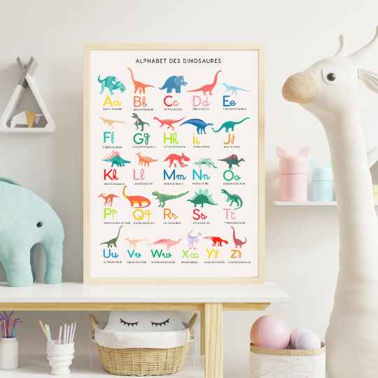 Babybird - Wholesale Poster - ABC-boek, dinosaurusposter kinderkamer, A3 - Set van 53