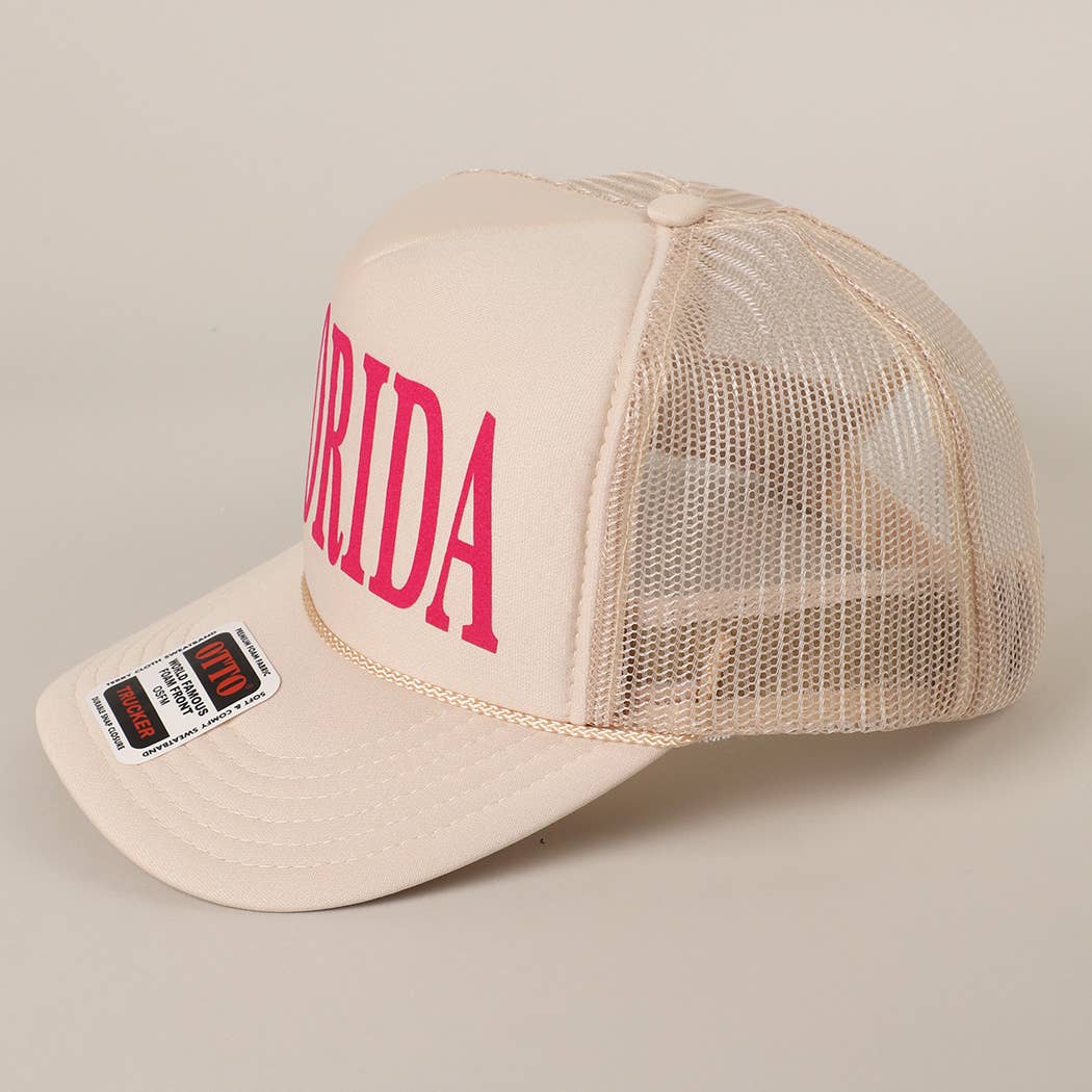 Fashion City - Wholesale Trucker Hat - Unisex - FLORIDA Text Printed Mesh Back Foam Trucker Hat18