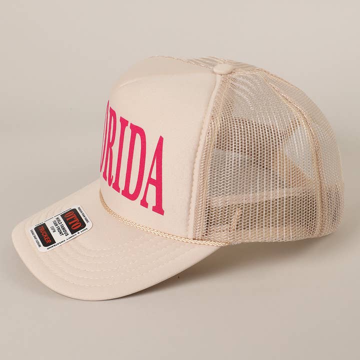 Fashion City - Wholesale Trucker Hat - Unisex - FLORIDA Text Printed Mesh Back Foam Trucker Hat18