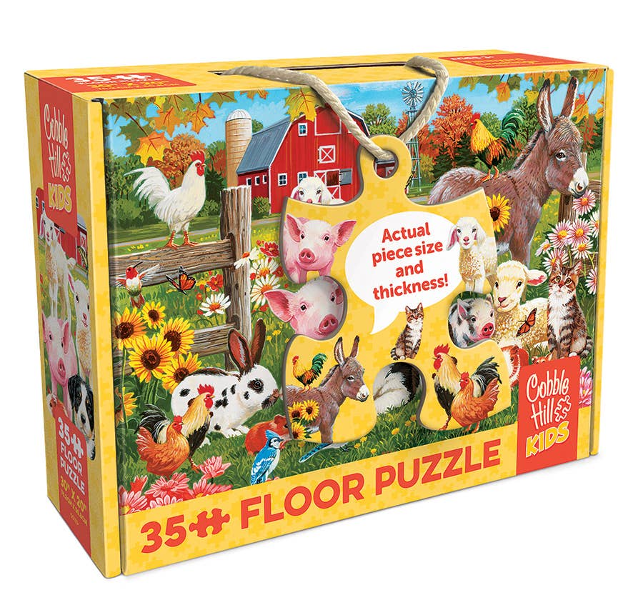 Outset Games and Cobble Hill Puzzles - Vente Puzzle – enfant - Puzzle de sol "Salutations de la ferme" (35 pièces) - Âges 3+3