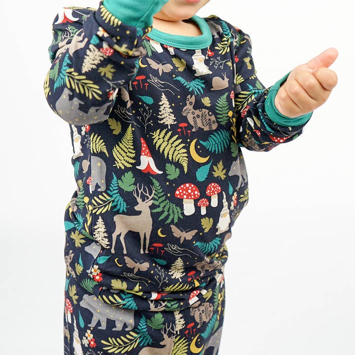 Emerson and Friends - Wholesale Sleepwear Set - Kids - Night Forest Bamboo Long Sleeve Kids Pajama Pants Set3