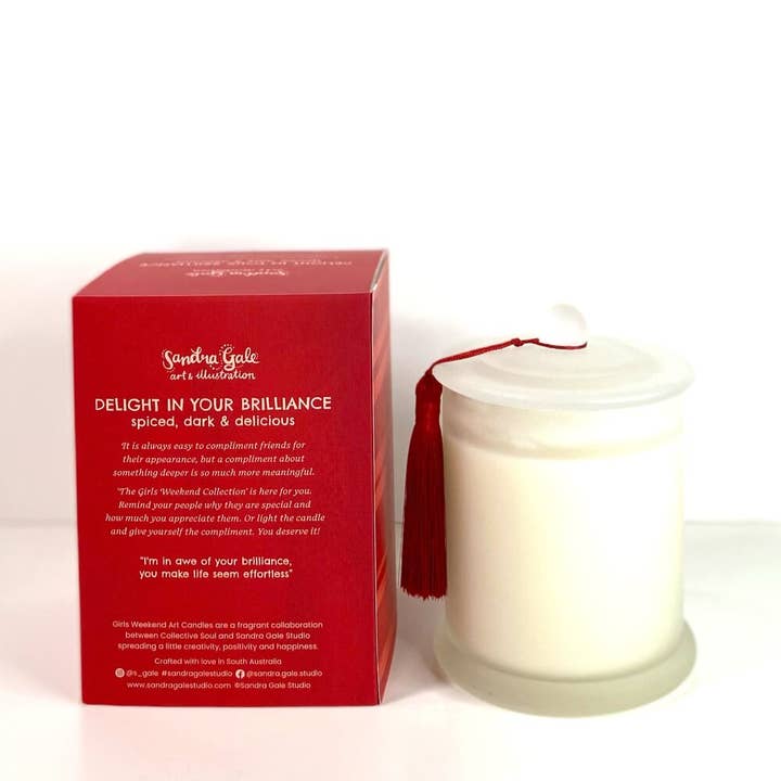 Sandra Gale Studio - Wholesale Jar/filled candle - Delightfully Brilliant – Spiced, Dark & Delicious Soy Candle3