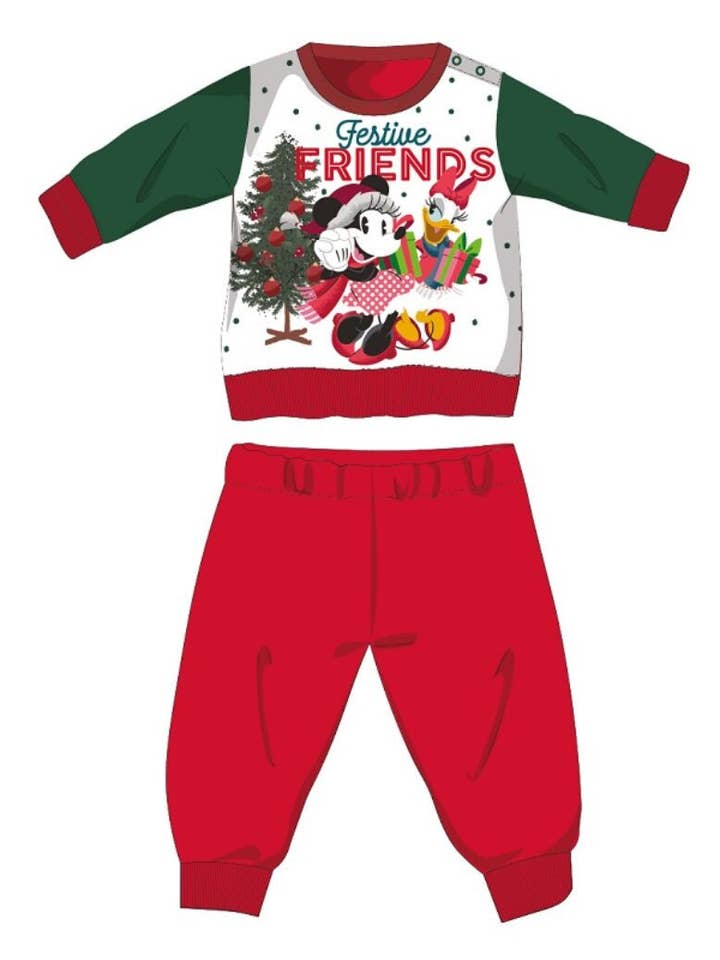 Evidence – Engroshandel Romper - Baby – Disney Minnie Mouse Vinter Jul Baby Pyjamas Bomuld
