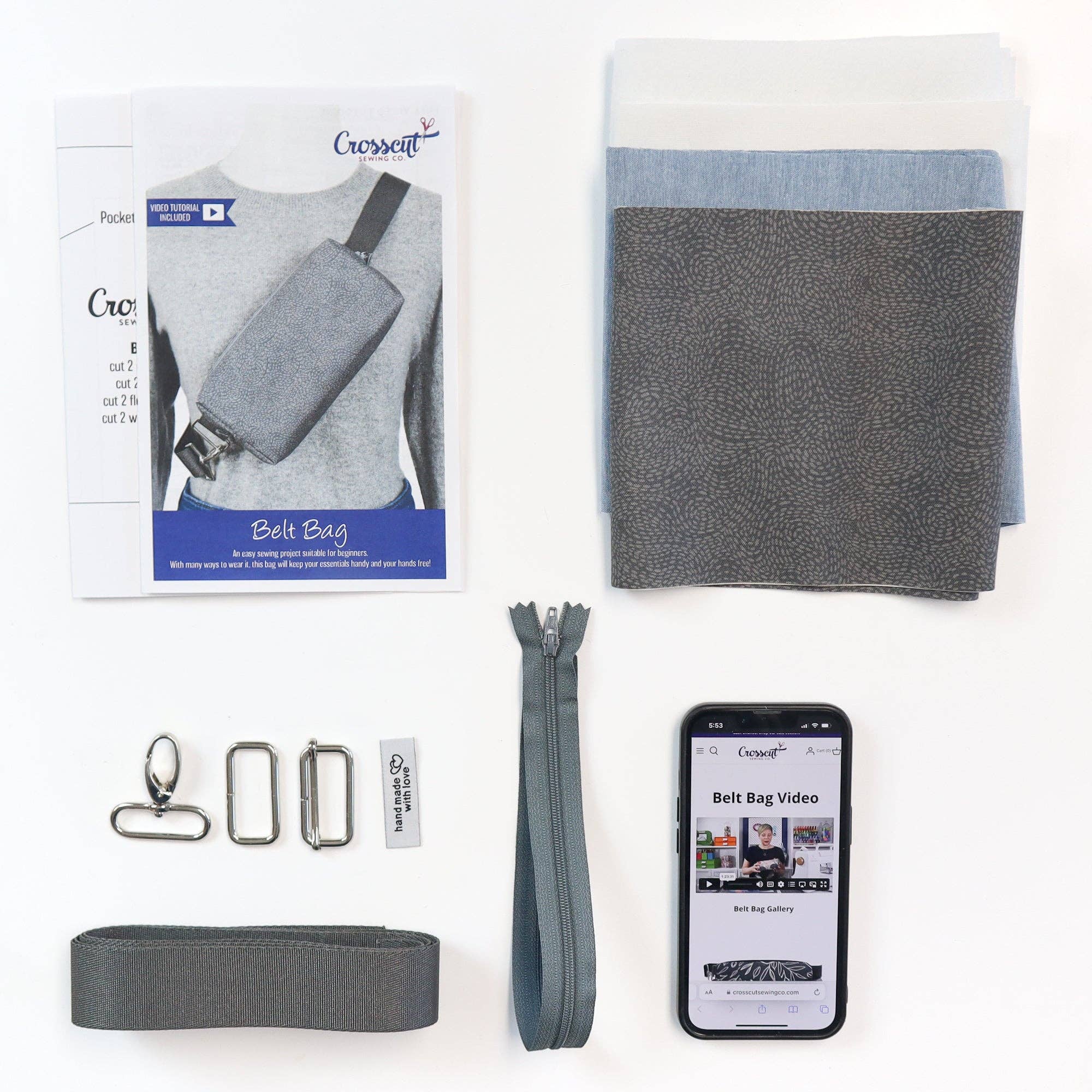Crosscut Sewing Co. - Wholesale Belt Bag - Women's - Belt Bag Sewing Kit - Supplies, Printed Pattern and Video Tutorial106