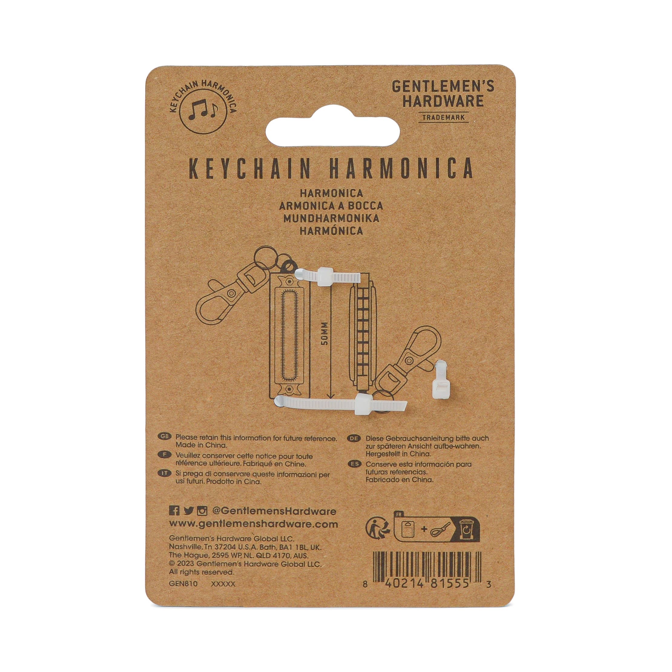 Gentlemen's Hardware - Wholesale Keychain - Unisex - Mini Harmonica1