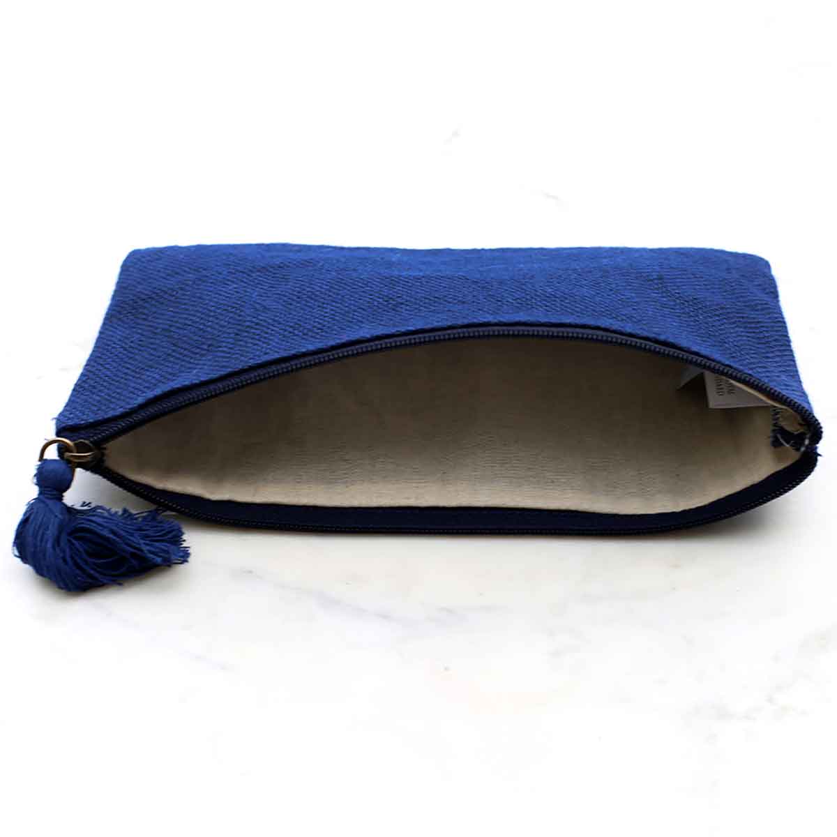 The Royal Standard - Wholesale Makeup/Cosmetic Bag - Jute Cosmetic Bag   Navy   10x61