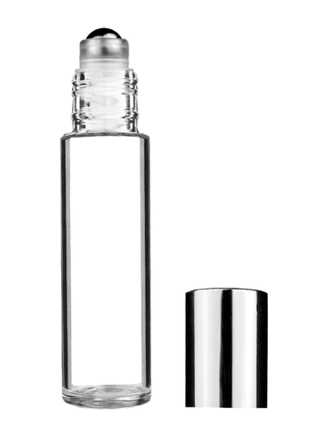 Best Bottles - Wholesale Essential Oil Holder - Clear Cylinder Glass Bottle with Metal Roller Ball - 9ml6