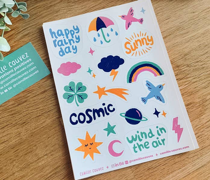 Camille Cauvez illustration et papeterie - Vente Autocollant - Planche De Stickers1