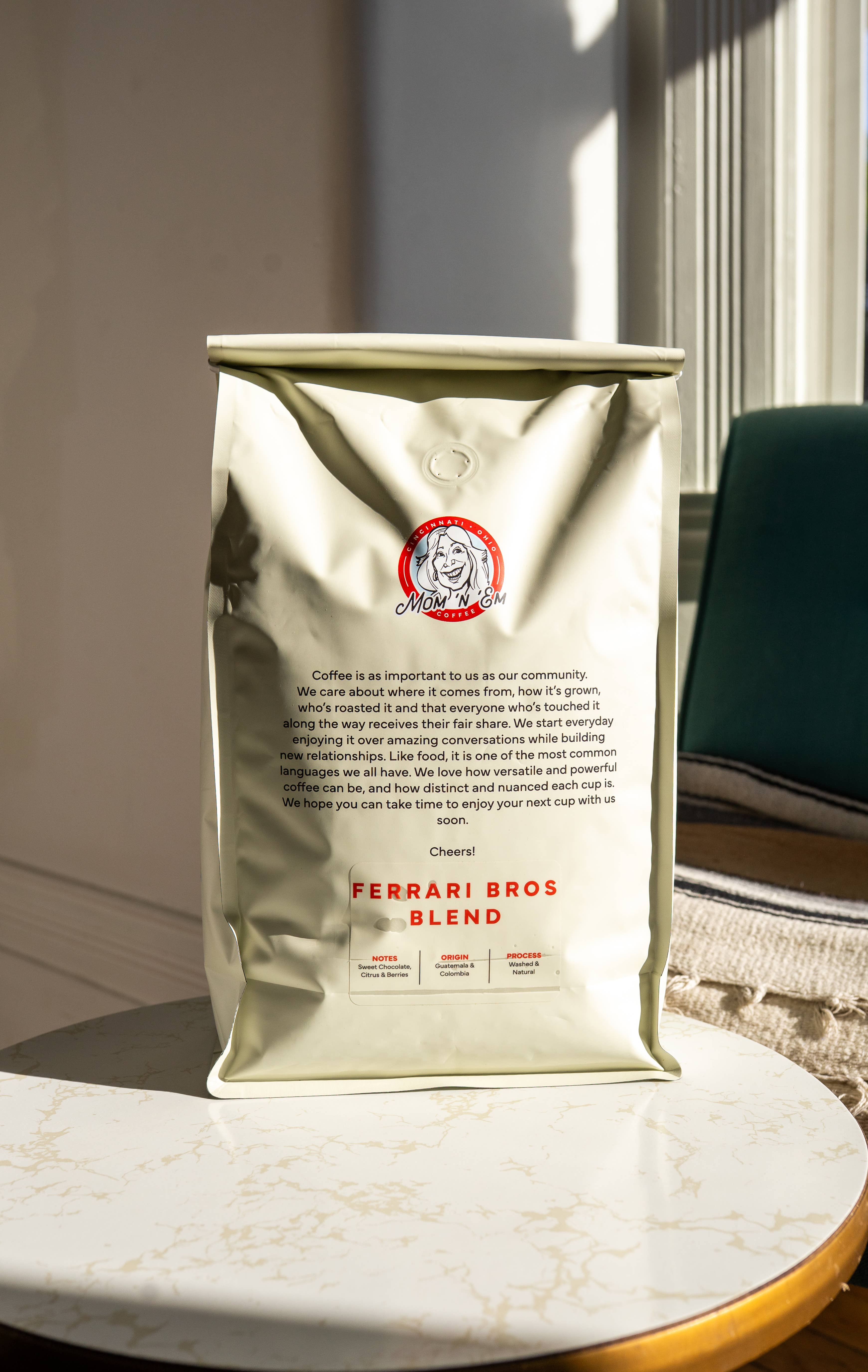 Mom ‘n ‘em Coffee - Wholesale Coffee Beans - Ferrari Bros Coffee Blend (5lb Bulk)1