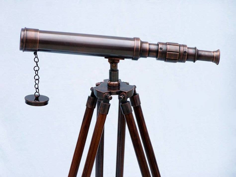 Hampton Nautical - Wholesale Telescope/Microscope – Kids - Standing Antique Copper Harbor Master Telescope 30"3