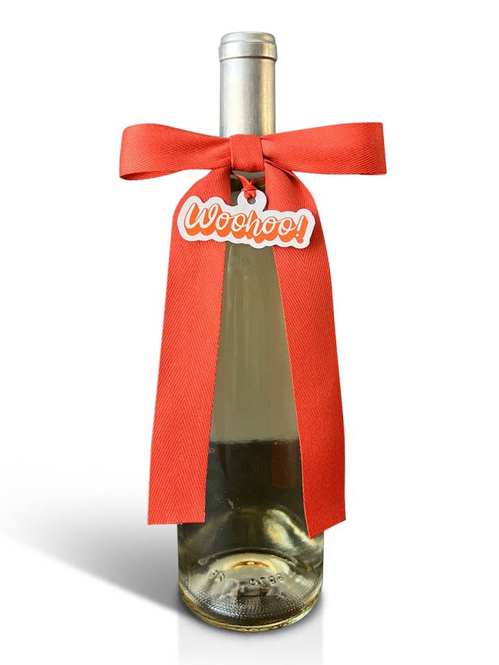 Bottle Bow + Tag - Woohoo! orange for wholesale by Wrapido!