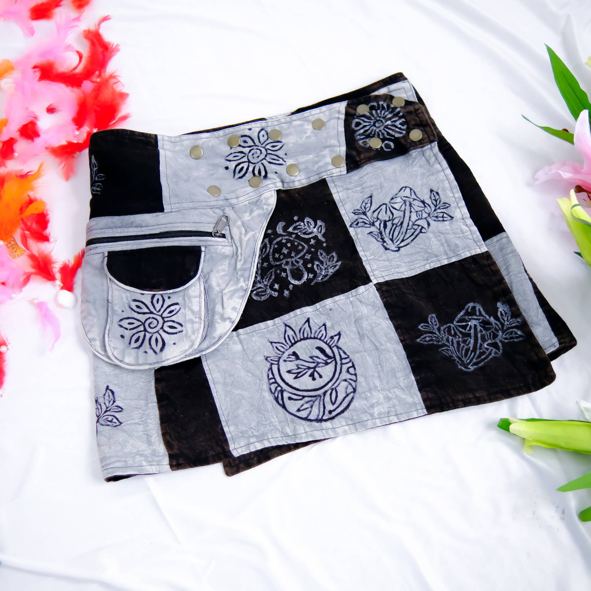 Karma Nepal Crafts - Wholesale Skirt - Women's - Patchwork Skirt with Button2