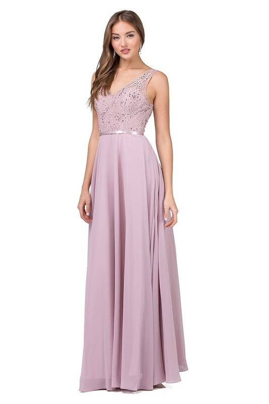Dancing Queen Dress - Wholesale Gown - Women's - Lace Bodice Chiffon A-Line Evening Gow3