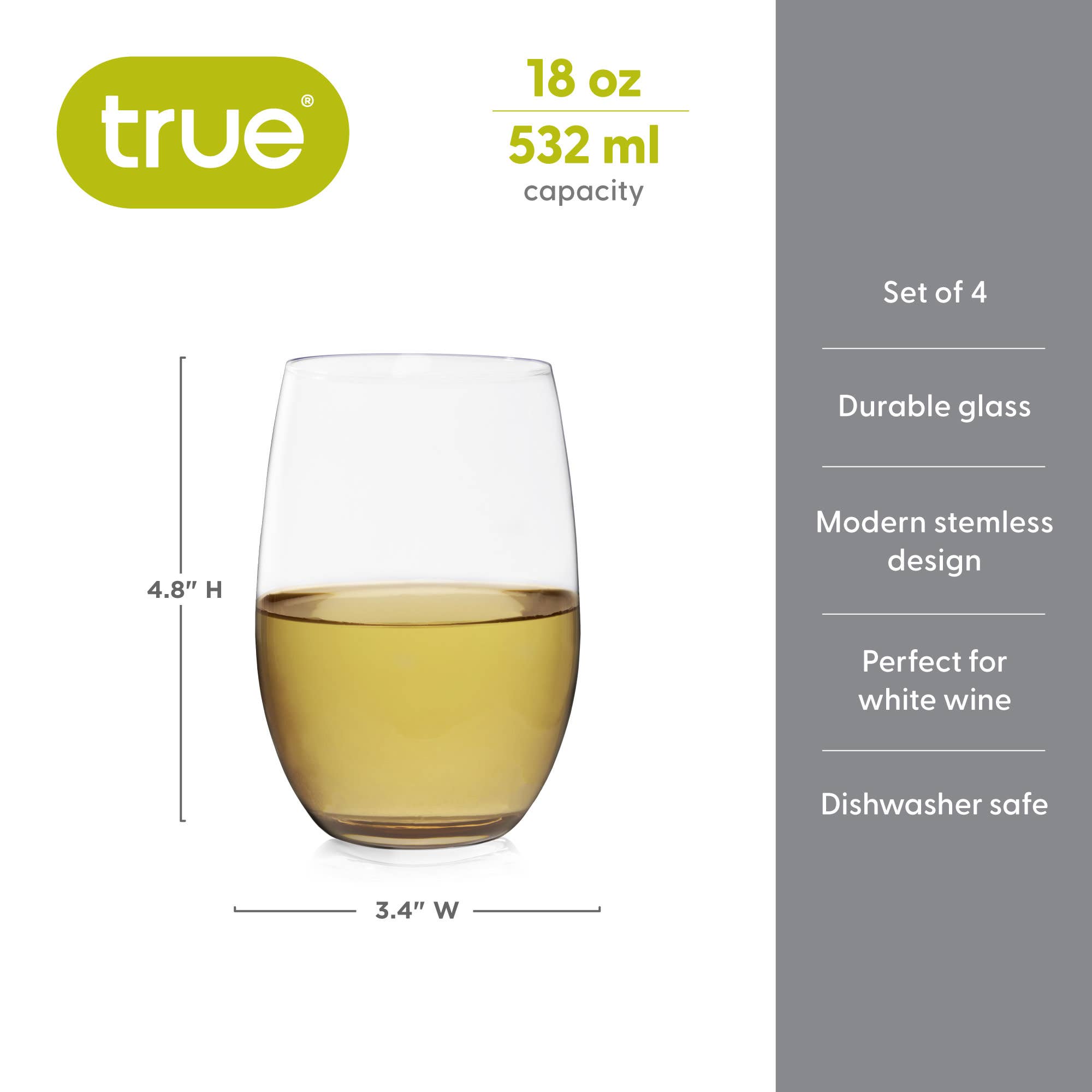 Clear Vino Stemless White Wine Glasses Set of 4 for wholesale on Faire5