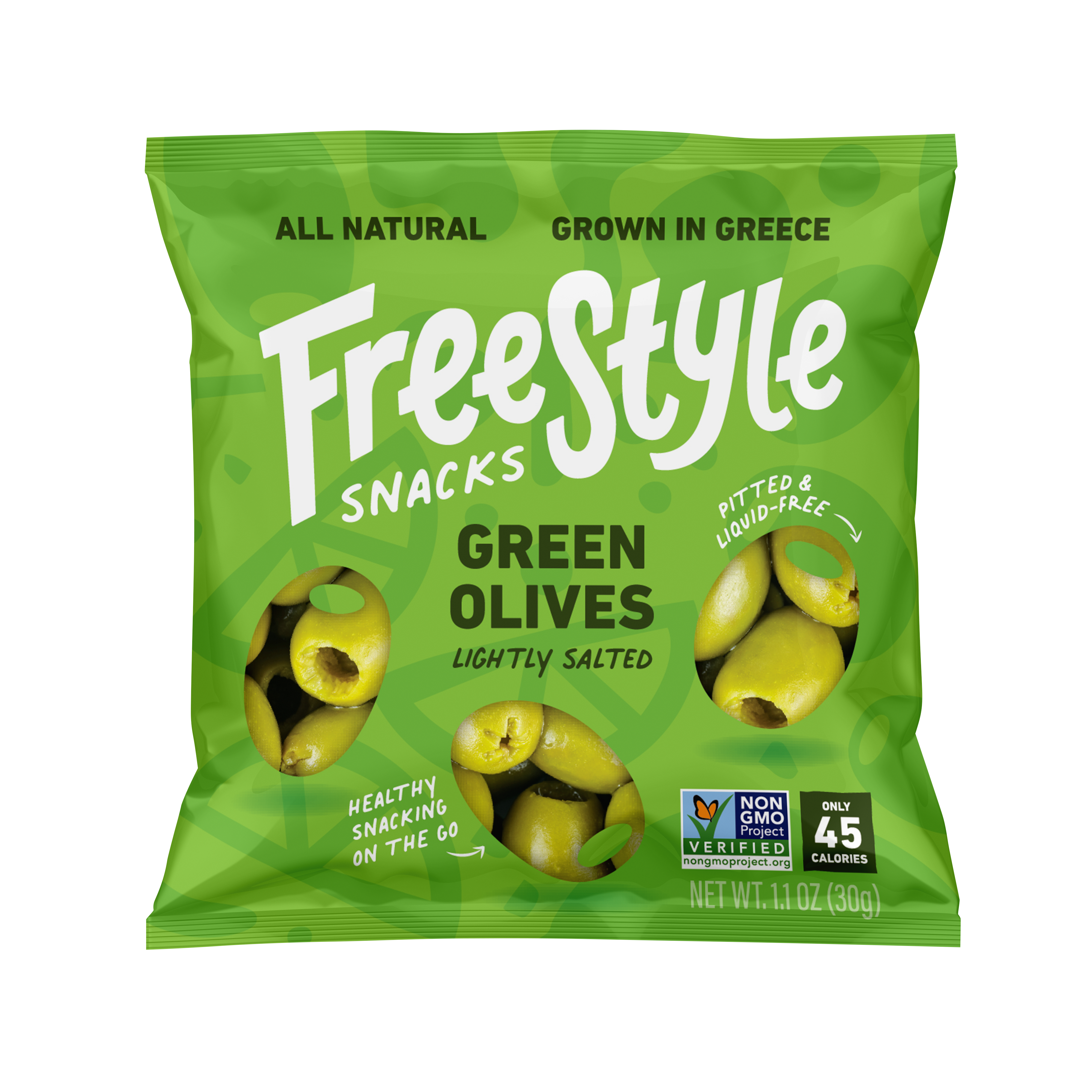 Freestyle Snacks - Wholesale Olives - 12ct 1.1oz Caddy - Green Original1
