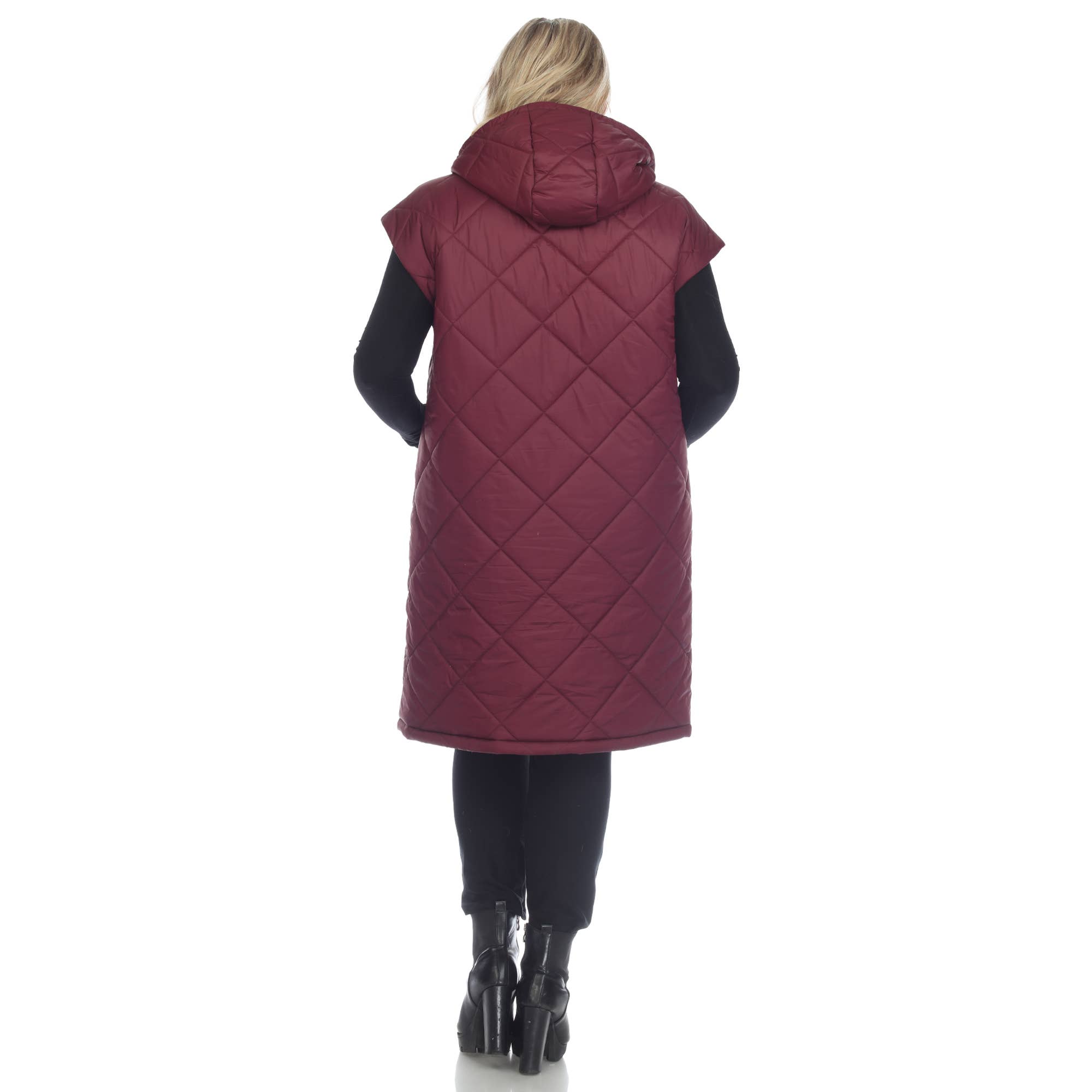 WHITE MARK - Wholesale Outerwear Vest - Women's - Plus Size Diamond Quilted Hooded Puffer Vest12