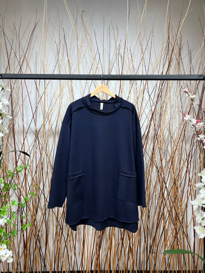 L'Emotion - Wholesale Sweatshirt - Women's - Cotton Large Functional Pockets Tunic Sweatshirt 2