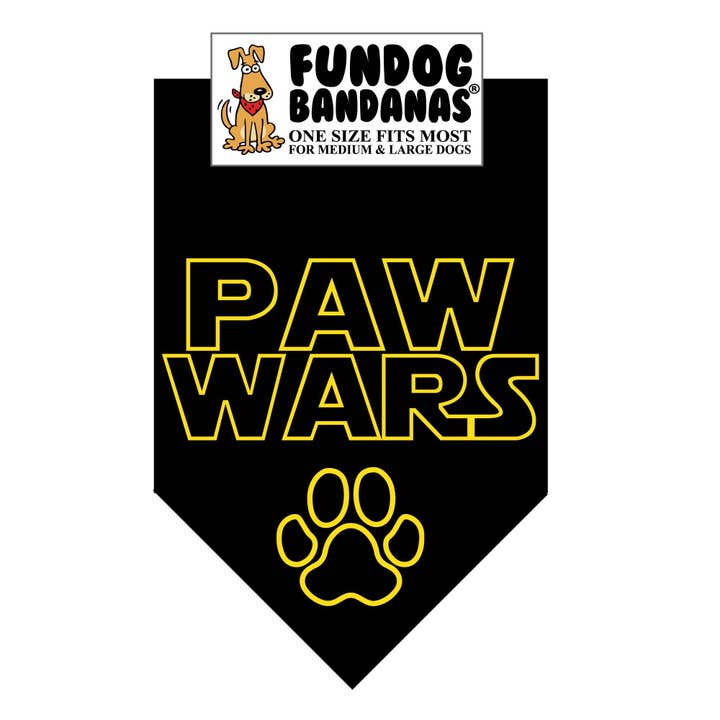FunDog Bandanas - Wholesale Pet Bandana - Dog - 5 Pack - Paw Wars Bandana 100% Cotton Made in USA