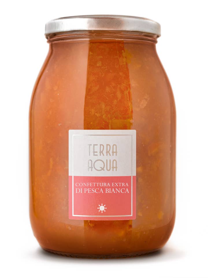 Confettura Extra di Pesca di Bivona |Peso Netto 1200g| per la vendita all'ingrosso da parte di Terra Aqua