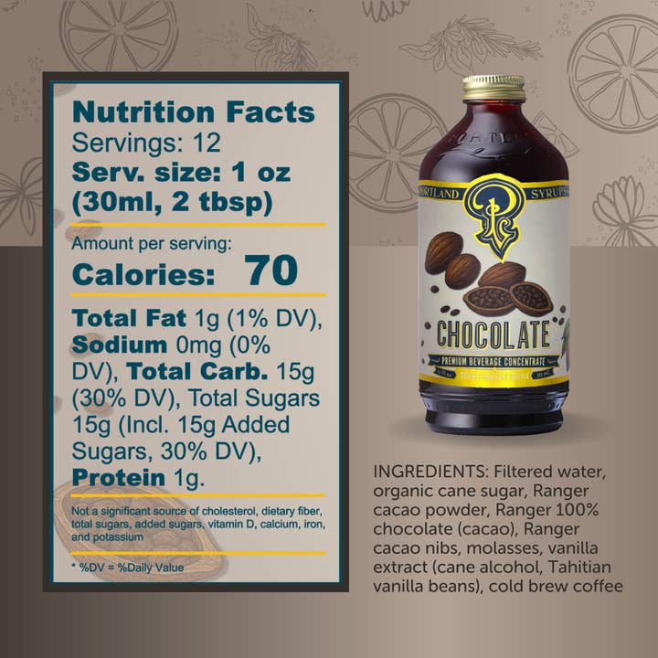 Portland Syrups - Wholesale Hot Fudge/Chocolate Spread - Chocolate Syrup 12oz - cocktail / mocktail / Coffee / Tea2