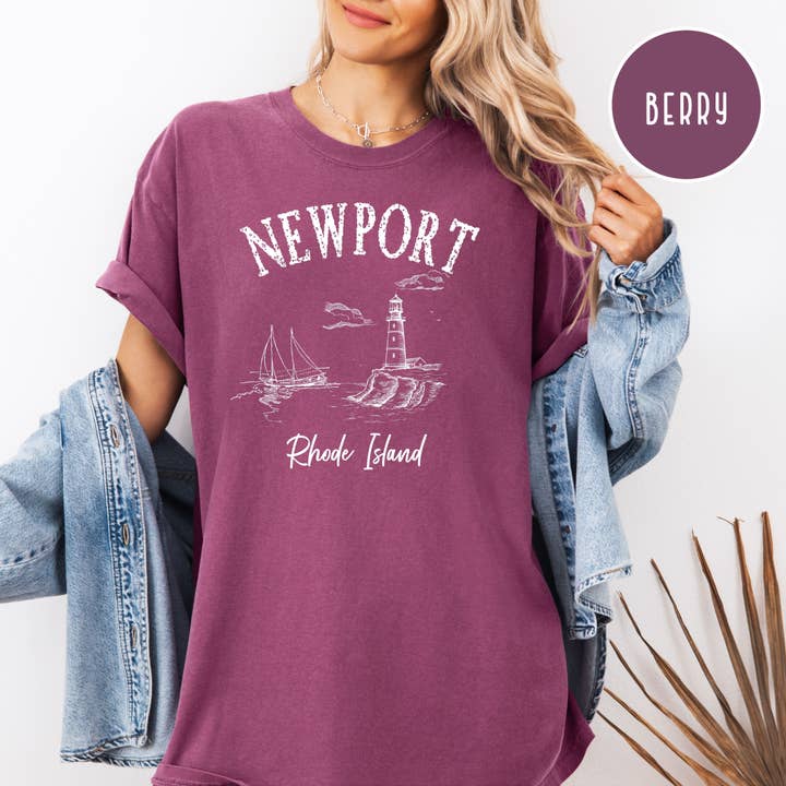 Newport Rhode Island Grunge Style Comfort Colors Tee for wholesale by CindyL Boutique