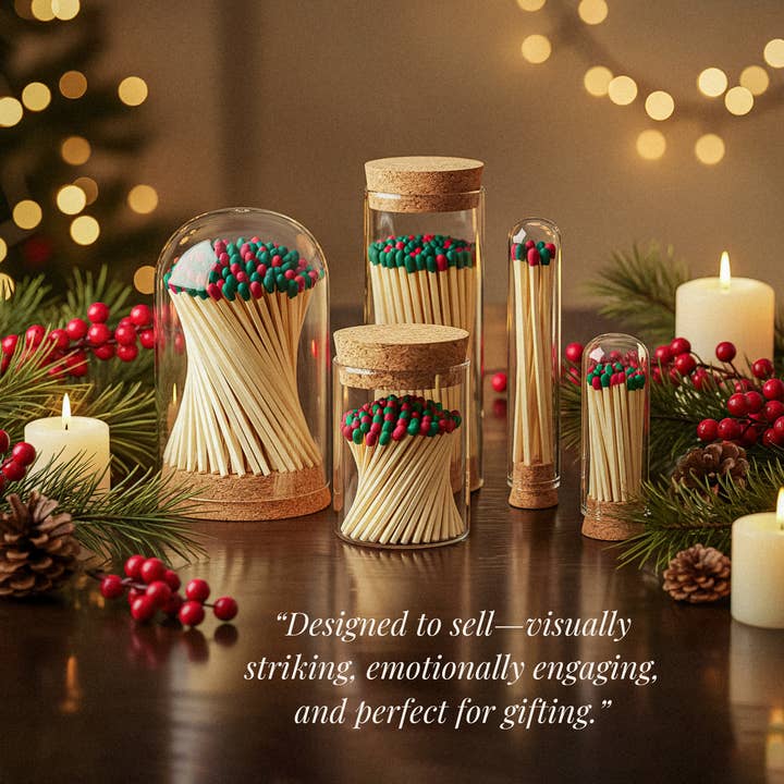 Thankful Greetings - Wholesale Matches - 4" Matches in Premium Glass Cloche - Color of Your Choice29